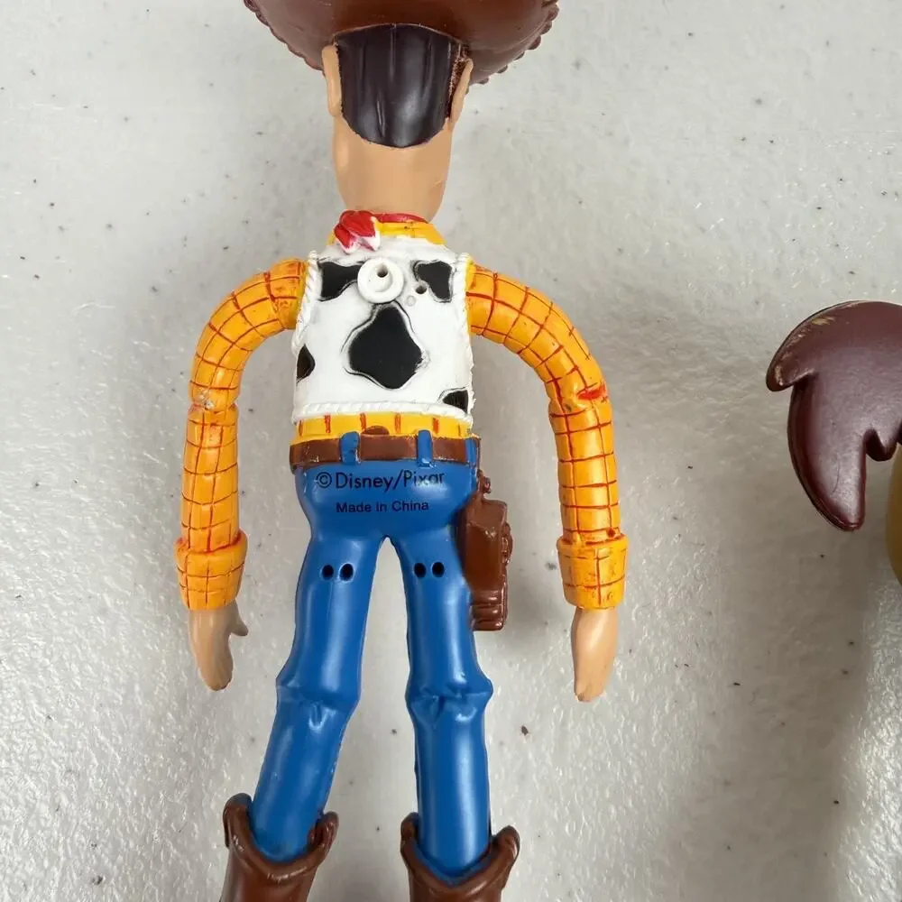 Disney Pixar Toy Story Woody Cowboy Bendy Toy and Bullseye 4.5